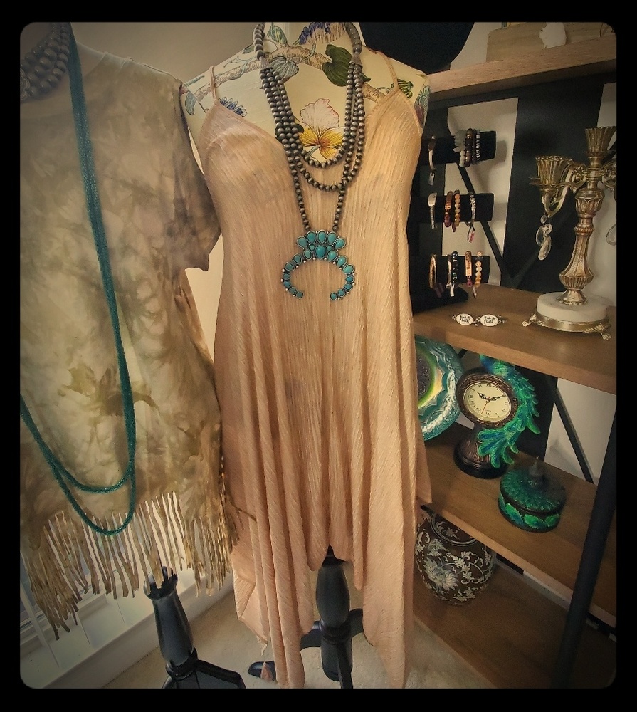 Boho Oatmeal Tassel Dress